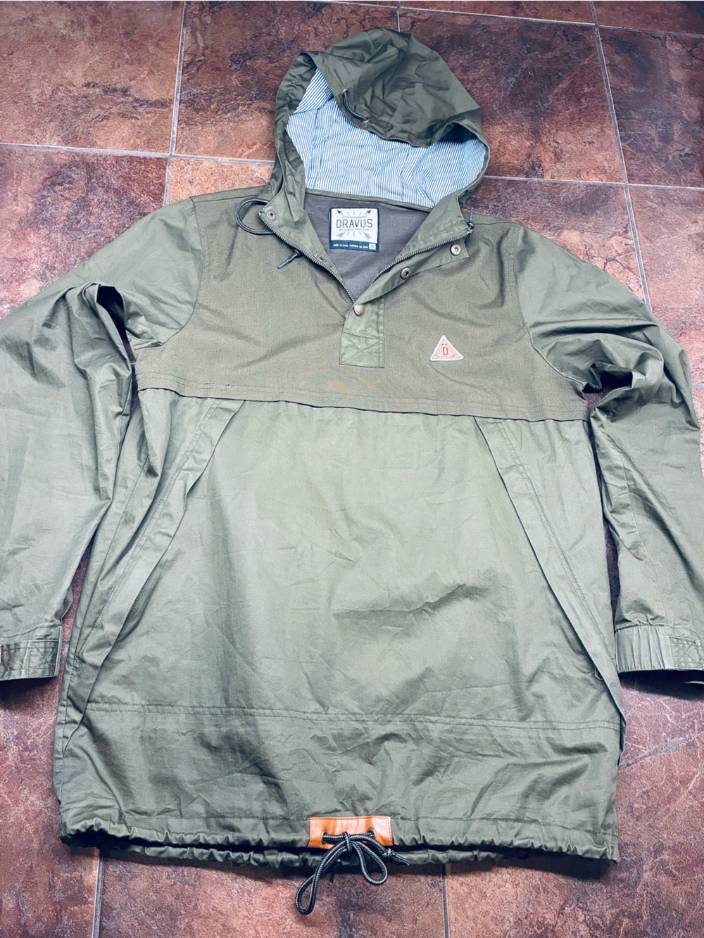 Men's Olive Pullover Hooded Shirt Jacket by Dravus
